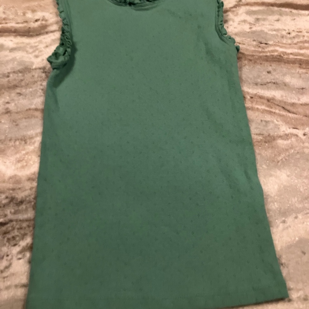 Mini Boden Green Top with ruffle accents
